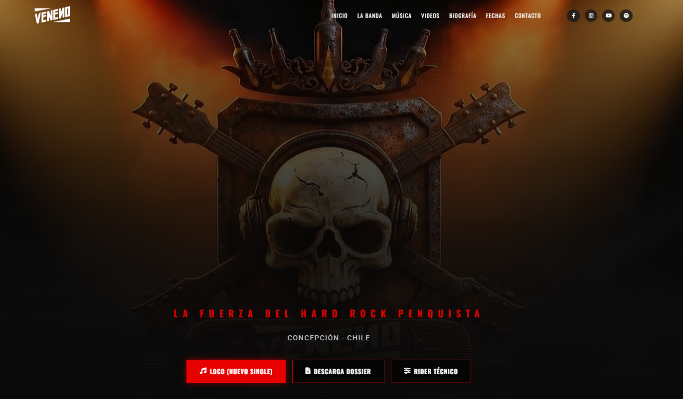 Captura del sitio web de VENENO en venenochile.cl